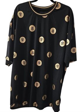 Black Tee with Metallic Gold Coin Print Drill Clothing Company Mens 5xl